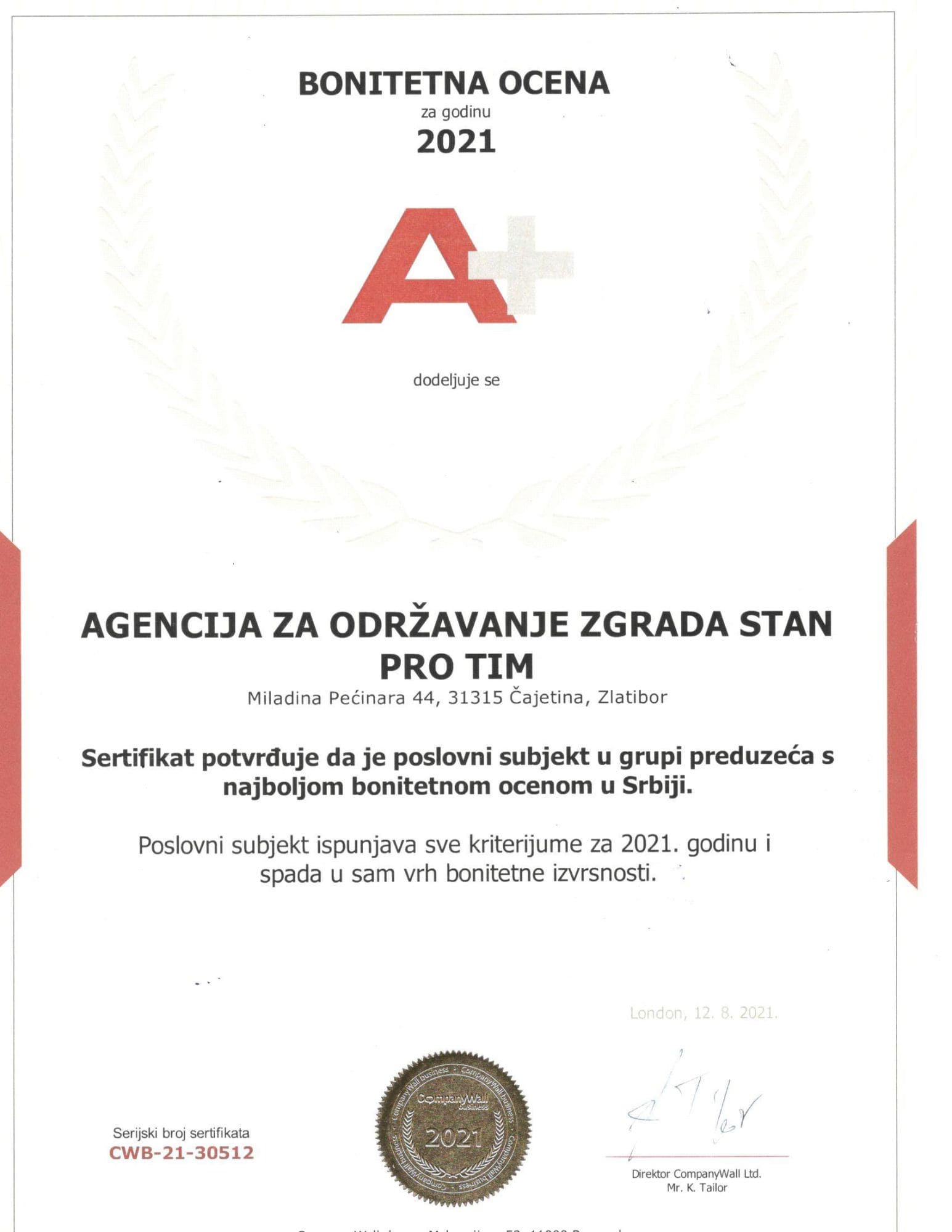 Sertifikat o završenoj obuci