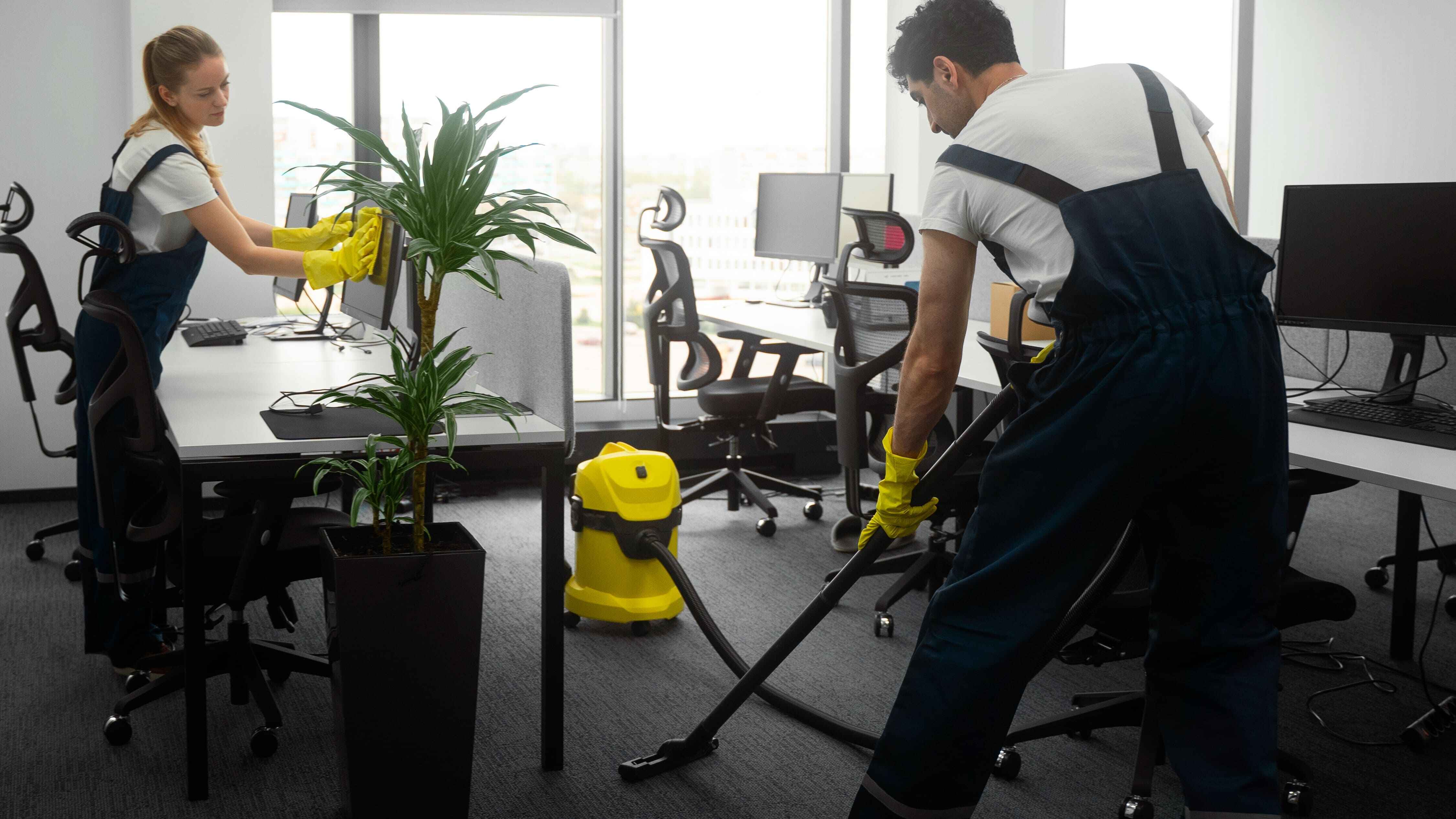 Radnici u toku čišćenja poslovnog prostora